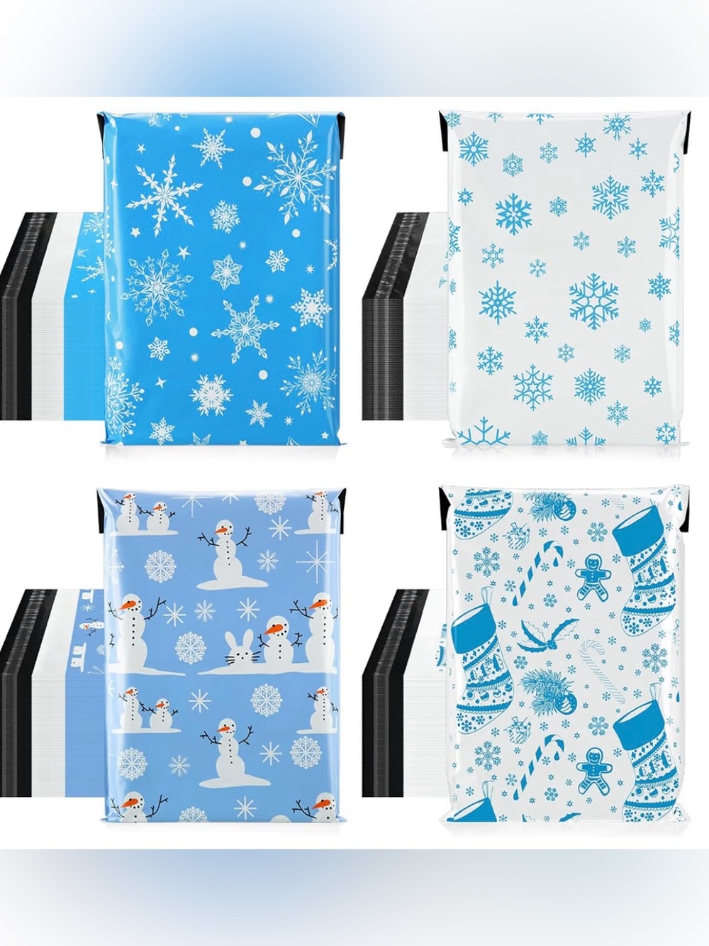 20 10x13 Festive Holiday poly mailers, Christmas Designs